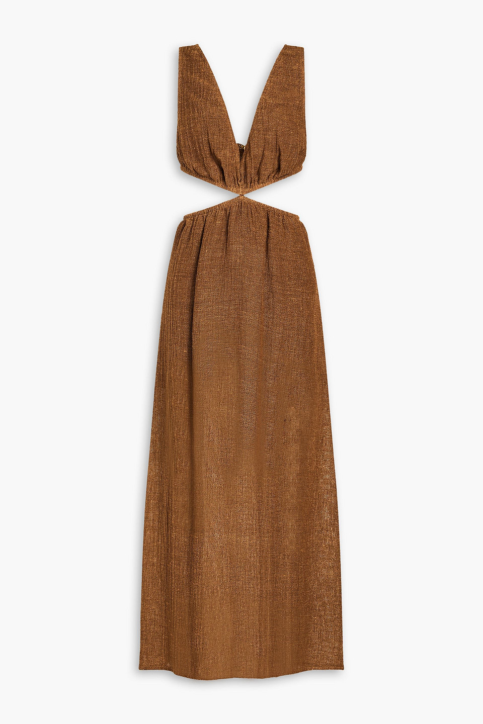 Le Kasha Dessouk Cutout Linen-gauze Maxi Dress In Brown