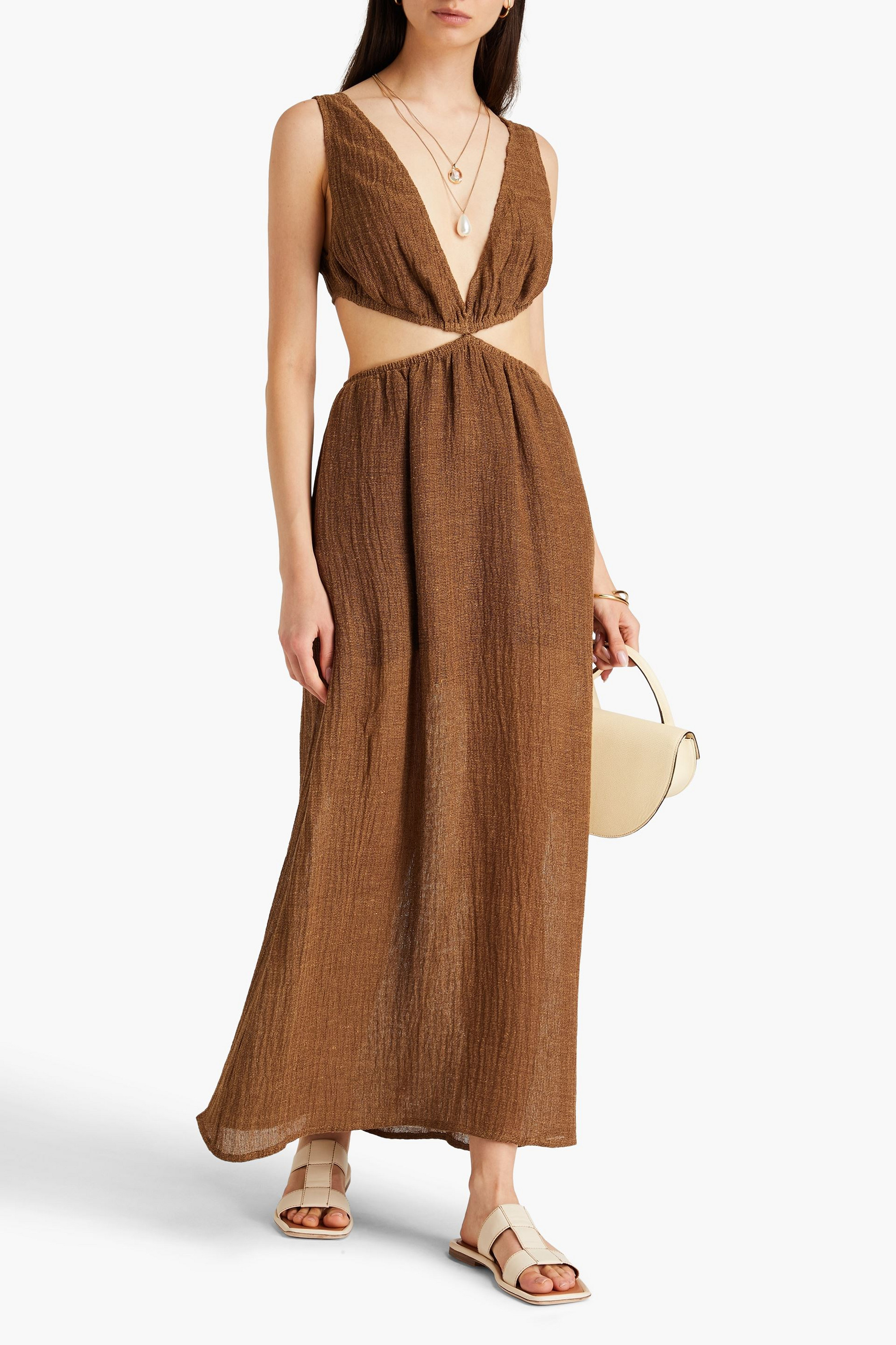 Le Kasha Dessouk cutout linen-gauze maxi dress