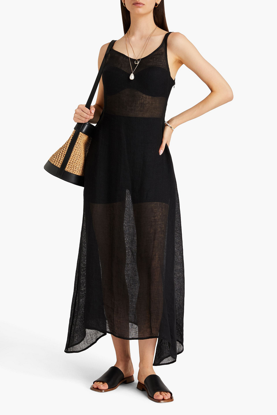 LE KASHA IDFA LINEN-GAUZE MAXI DRESS