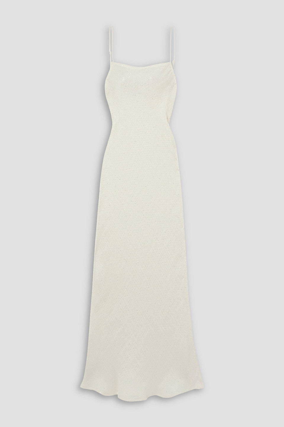 Leset Stella Sequin-embellished Linen-blend Gauze Maxi Dress In Off-white