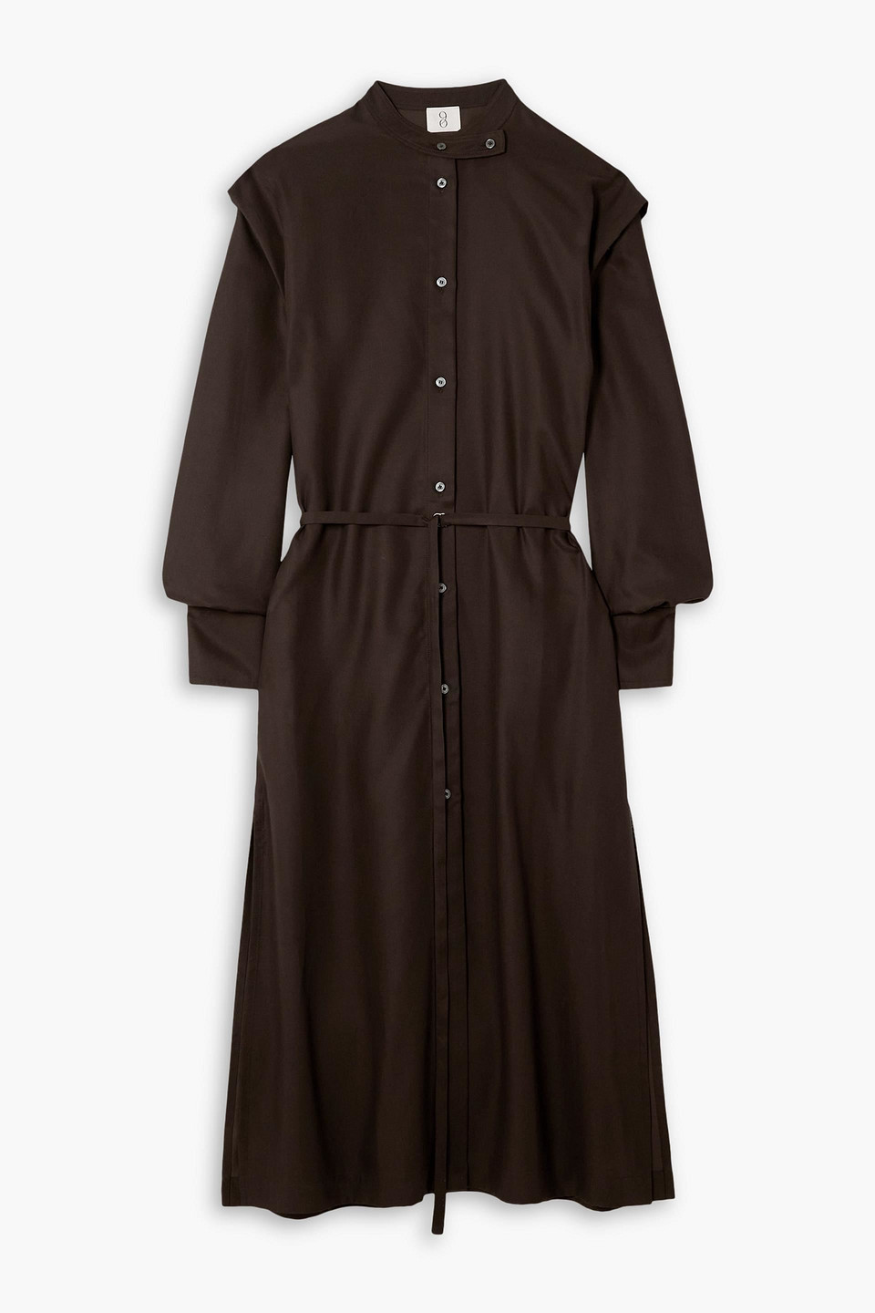 Ninety Percent Nemulus Belted Tencel Lyocell Midi Shirt Dress In Chocolate