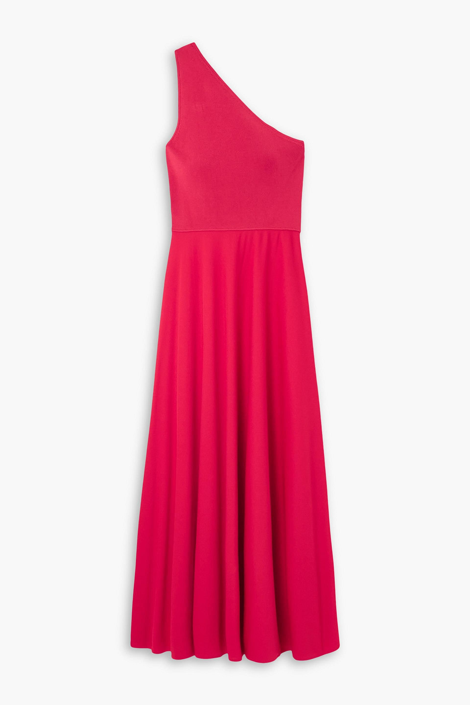 Polo Ralph Lauren One-shoulder Stretch-knit And Crepe Maxi Dress In Red