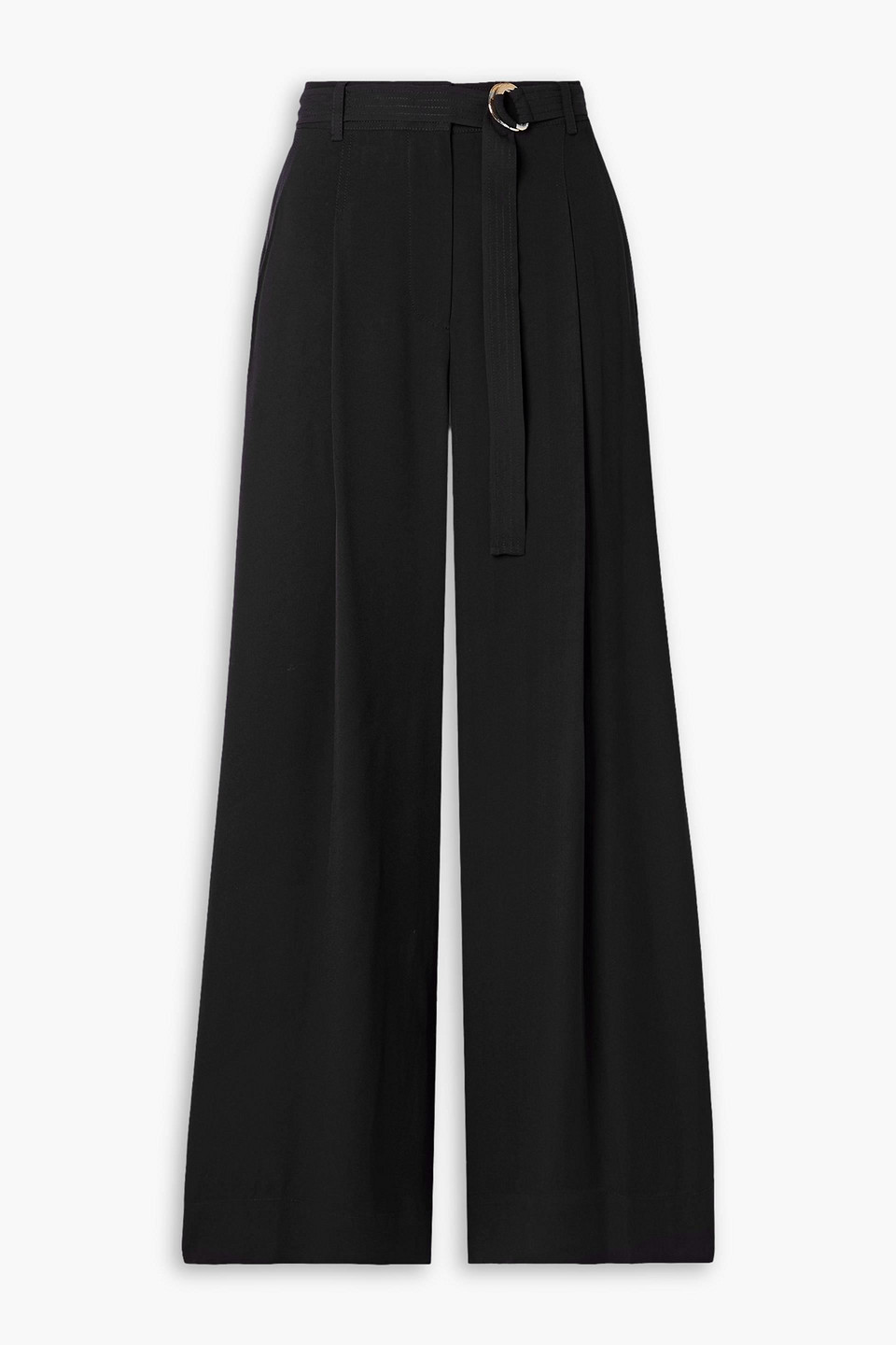 ulla johnson - lydia belted pleated crepe wide-leg pants - black - us 12