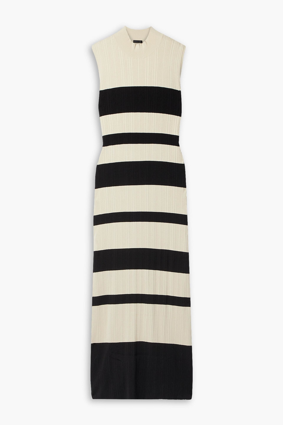 Atm Anthony Thomas Melillo Striped Ribbed-knit Maxi Dress In Black