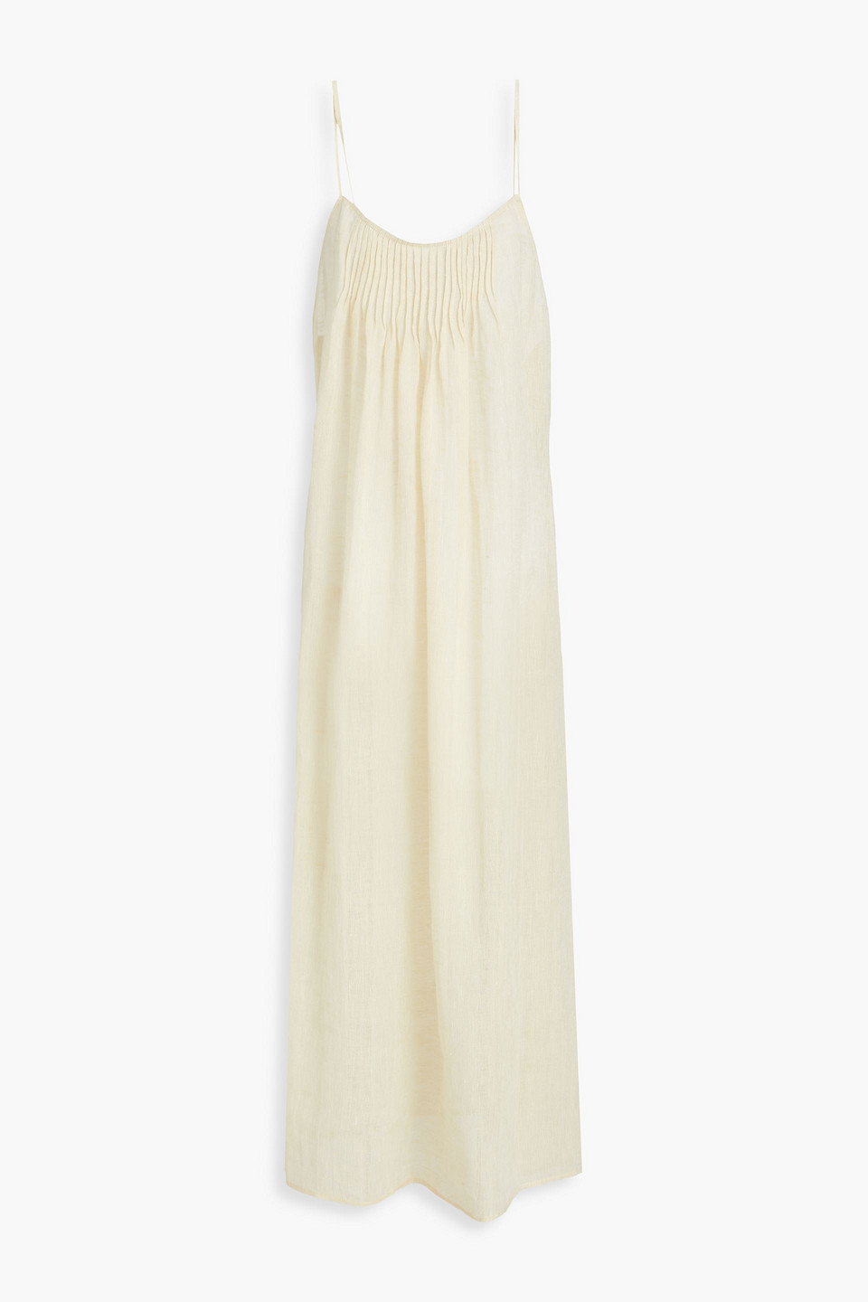 Le Kasha Qulay Pintucked Linen-guaze Midi Dress In White