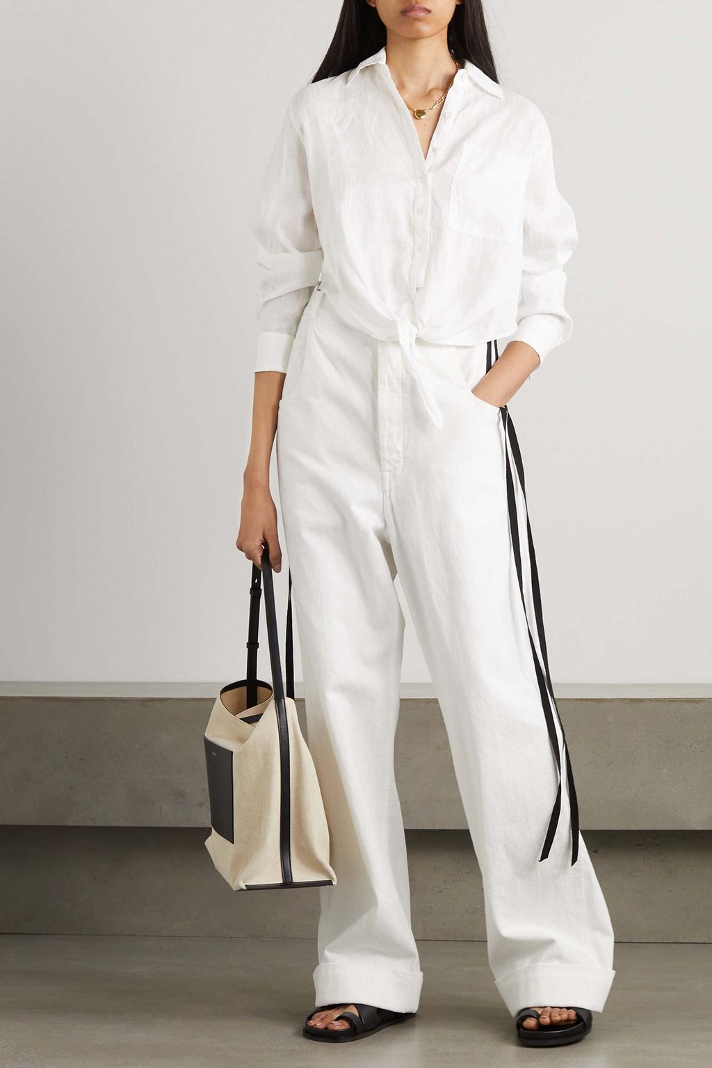 ATM ANTHONY THOMAS MELILLO Cropped tie-front linen shirt