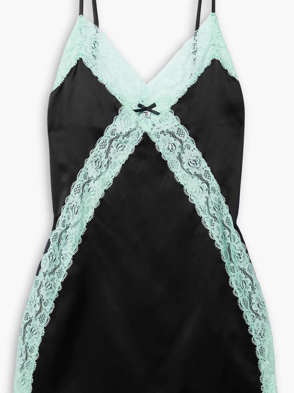 embellished lace-trimmed silk-satin chemise