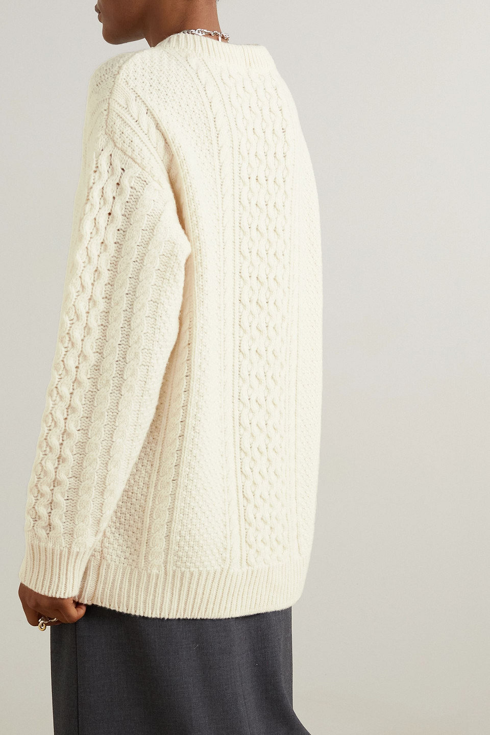 Totême Oversized Cable-knit Wool Sweater In Ecru