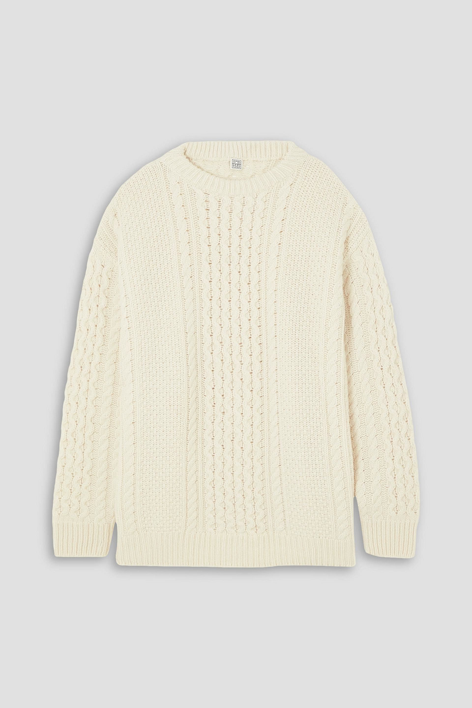 Totême Oversized Cable-knit Wool Sweater In Ecru