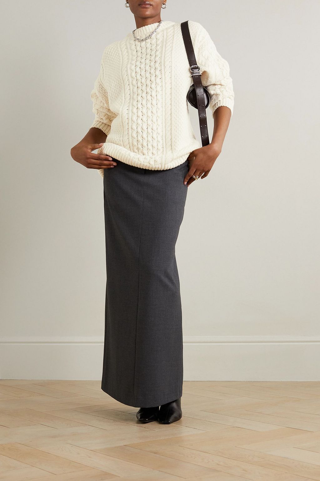TOTEME Oversized-Pullover aus Wolle in Zopfstrick