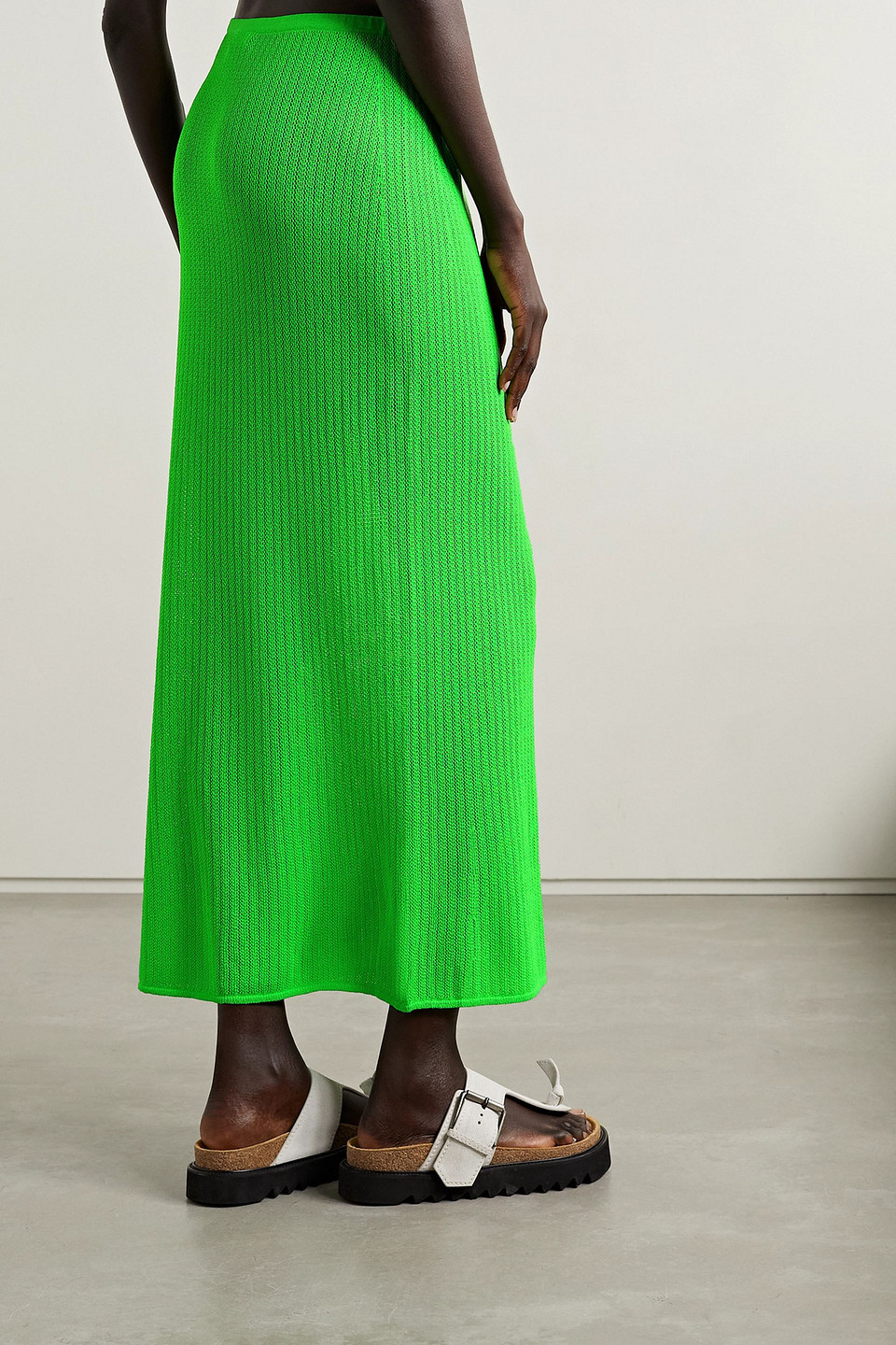 LESET JASMINE POINTELLE-KNIT MAXI SKIRT