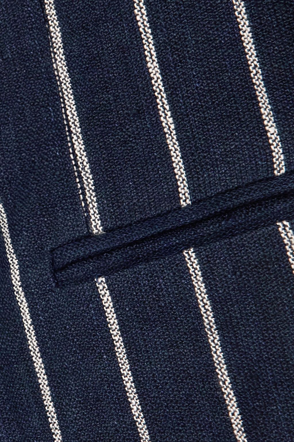 POLO RALPH LAUREN بليزر من الكتّان المخطط بصفّين من الأزرار