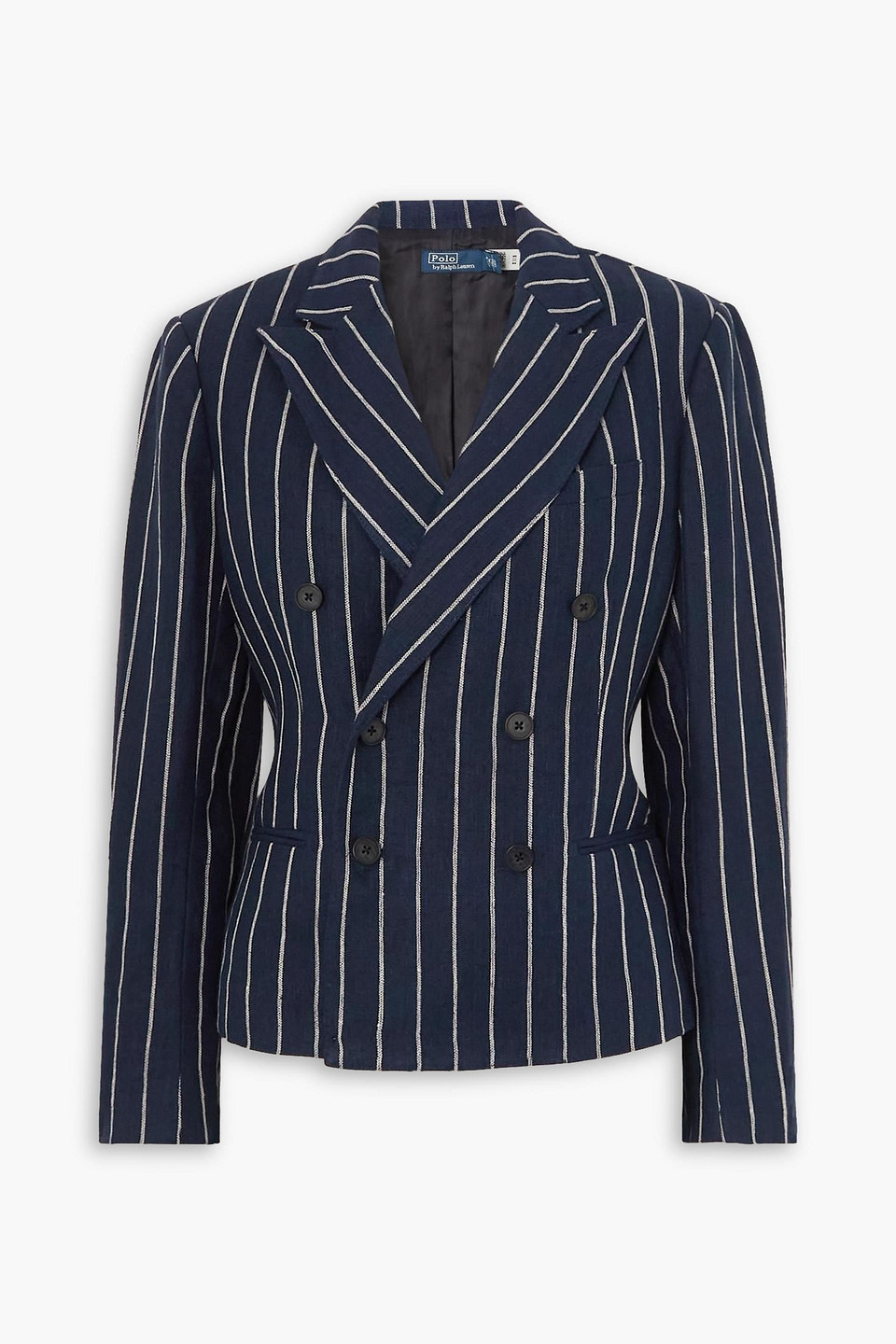 polo ralph lauren - double-breasted striped linen blazer - blue - us 0