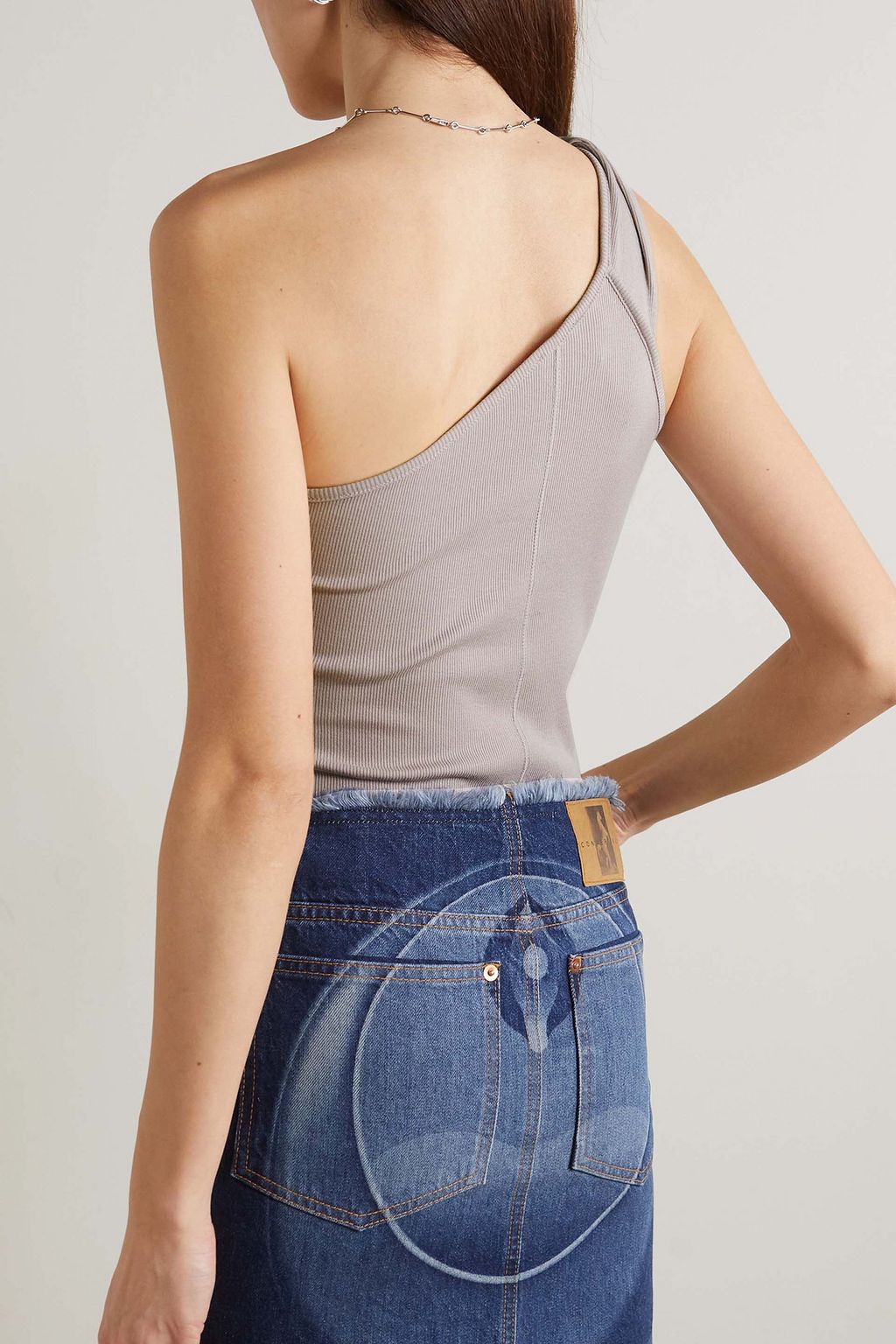 NINETY PERCENT Esuna one-shoulder twisted ribbed stretch-cotton tank