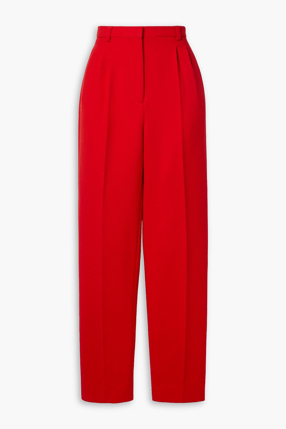 Tory Burch Pleated Wool Wide-leg Trousers In Red