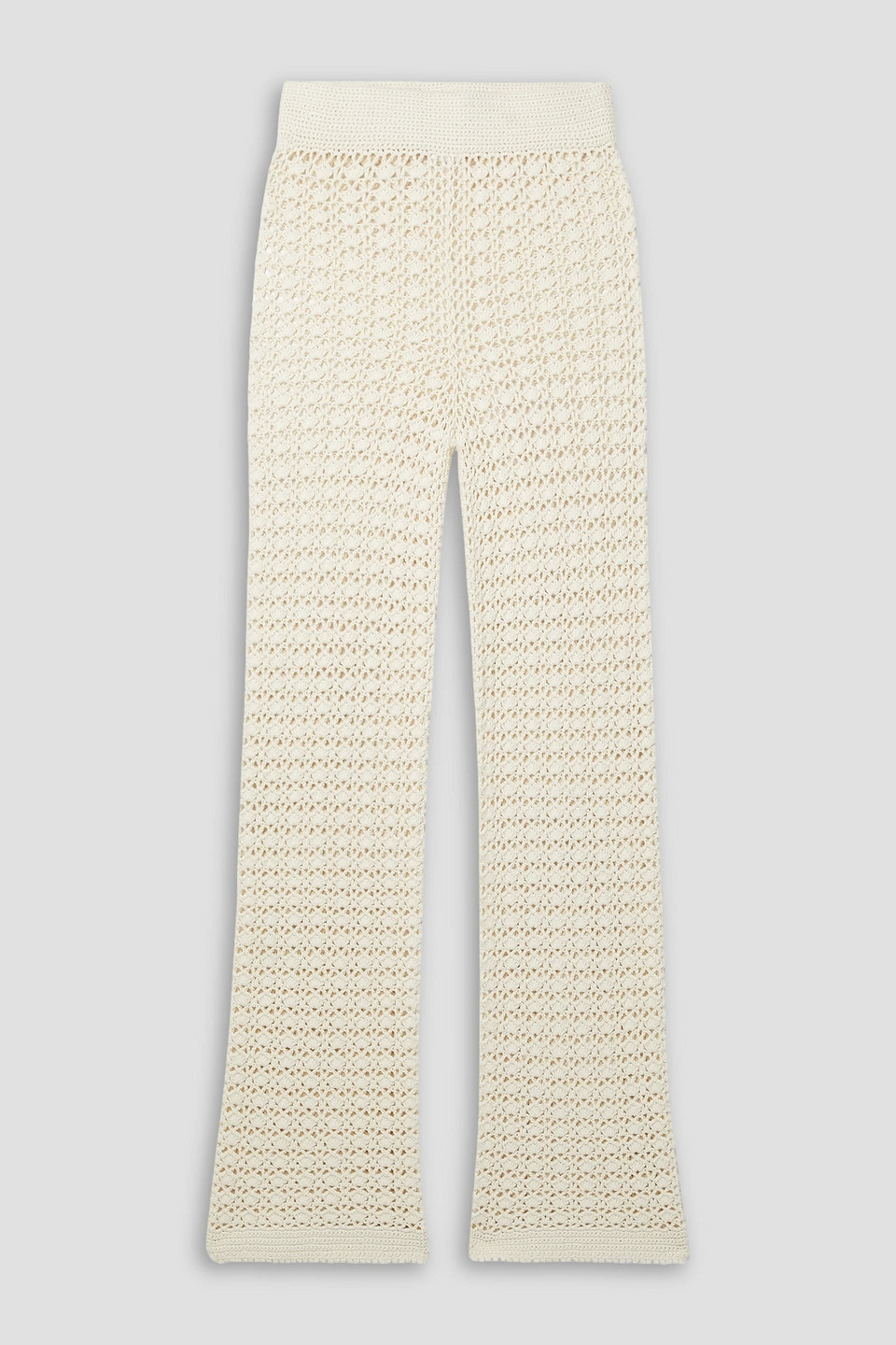 Leset Lucy Crocheted Cotton Straight-leg Pants In Cream