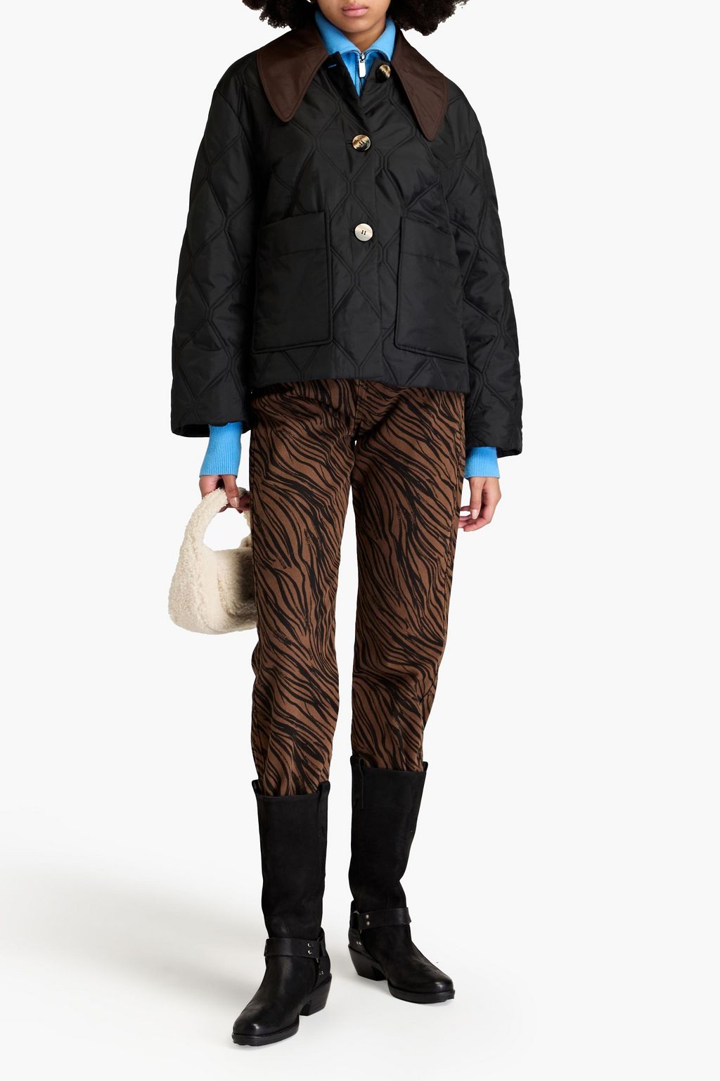 GANNI Two-tone quilted ripstop jacket