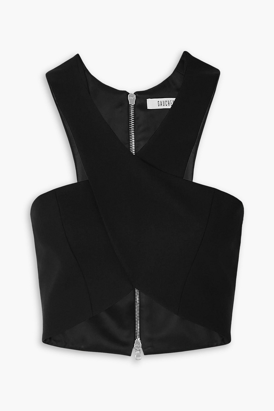 Gauchère Cropped Wool-blend Halterneck Top In Black