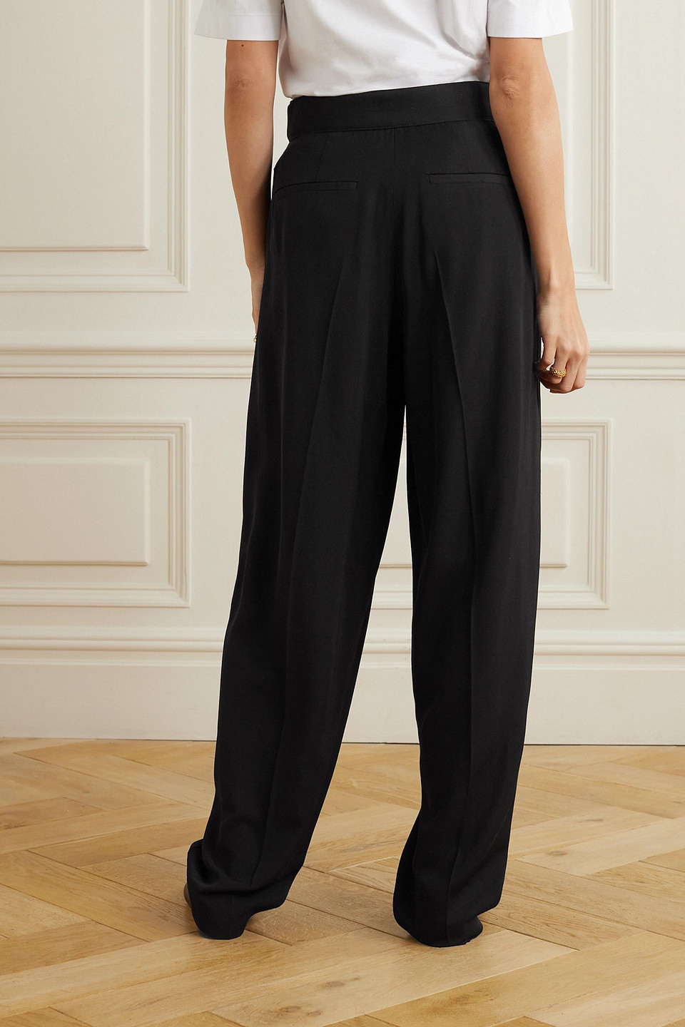 Joseph Timothy Pleated Twill Wide-leg Pants In Black