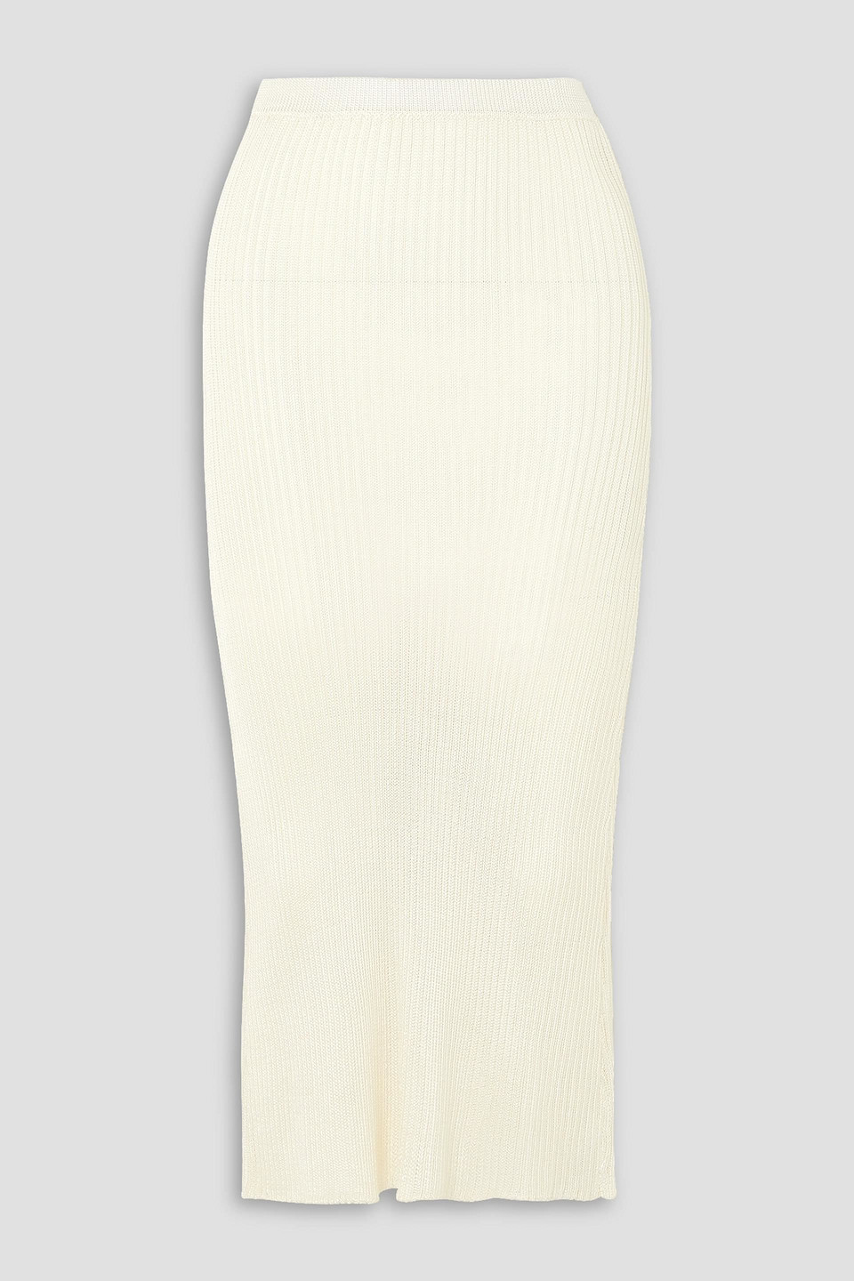 Ribbed-knit midi skirt