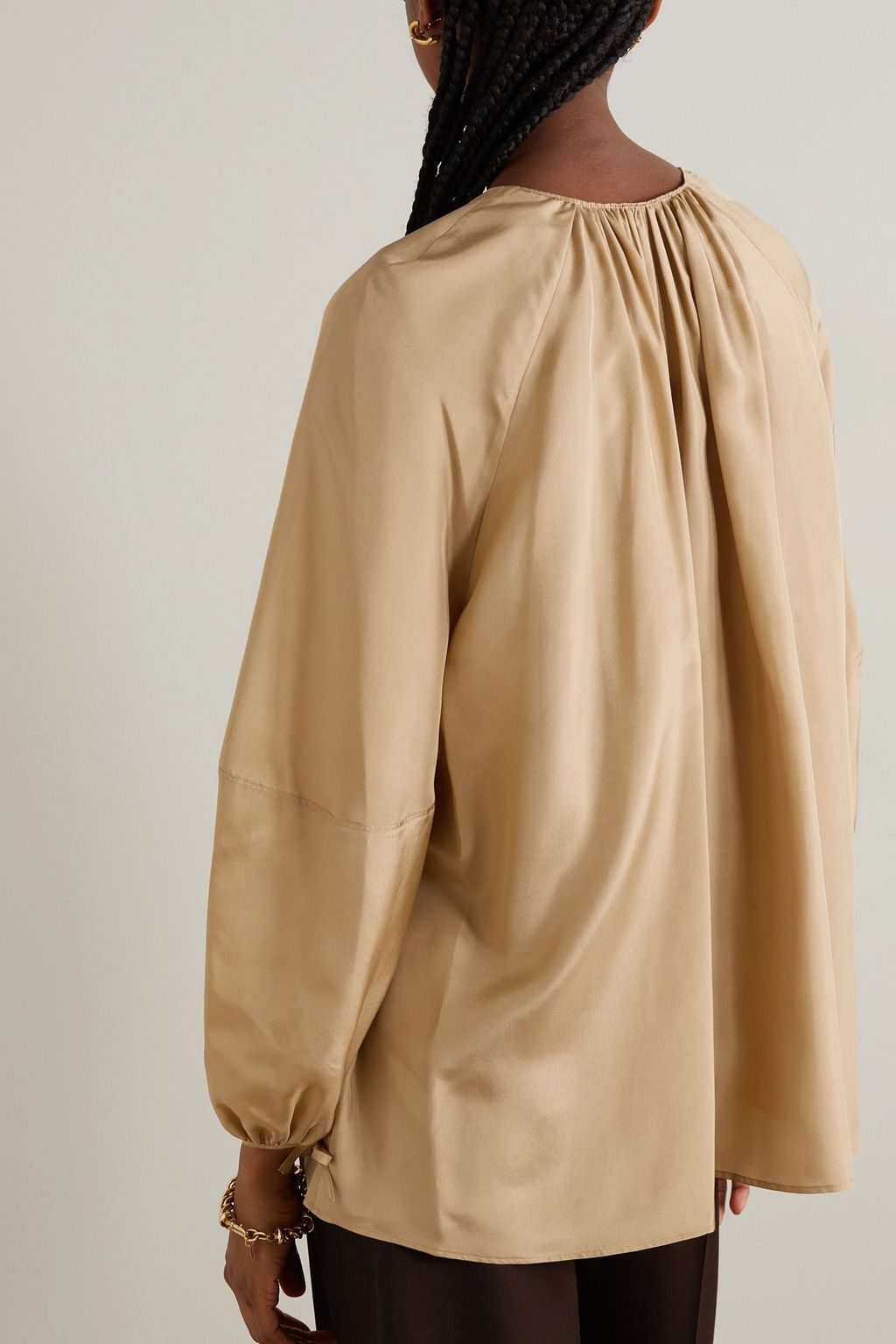 JOSEPH Baume gathered silk-habotai blouse