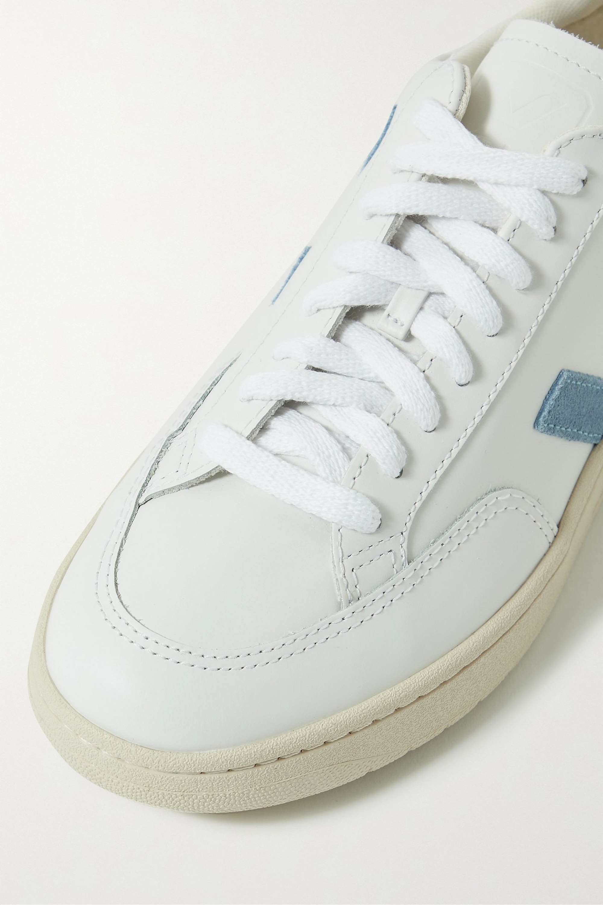 Veja V-12 suede-trimmed leather sneakers