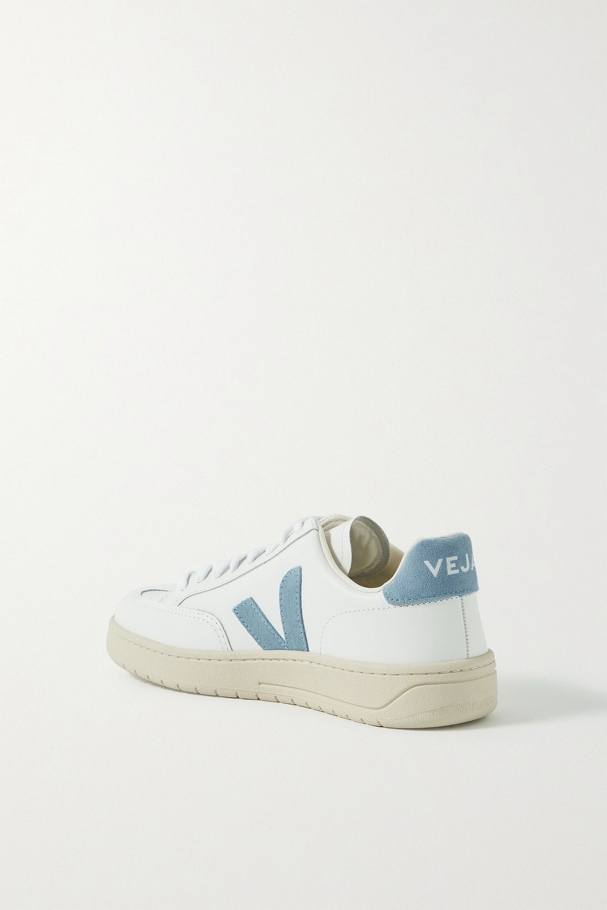 Veja V-12 suede-trimmed leather sneakers