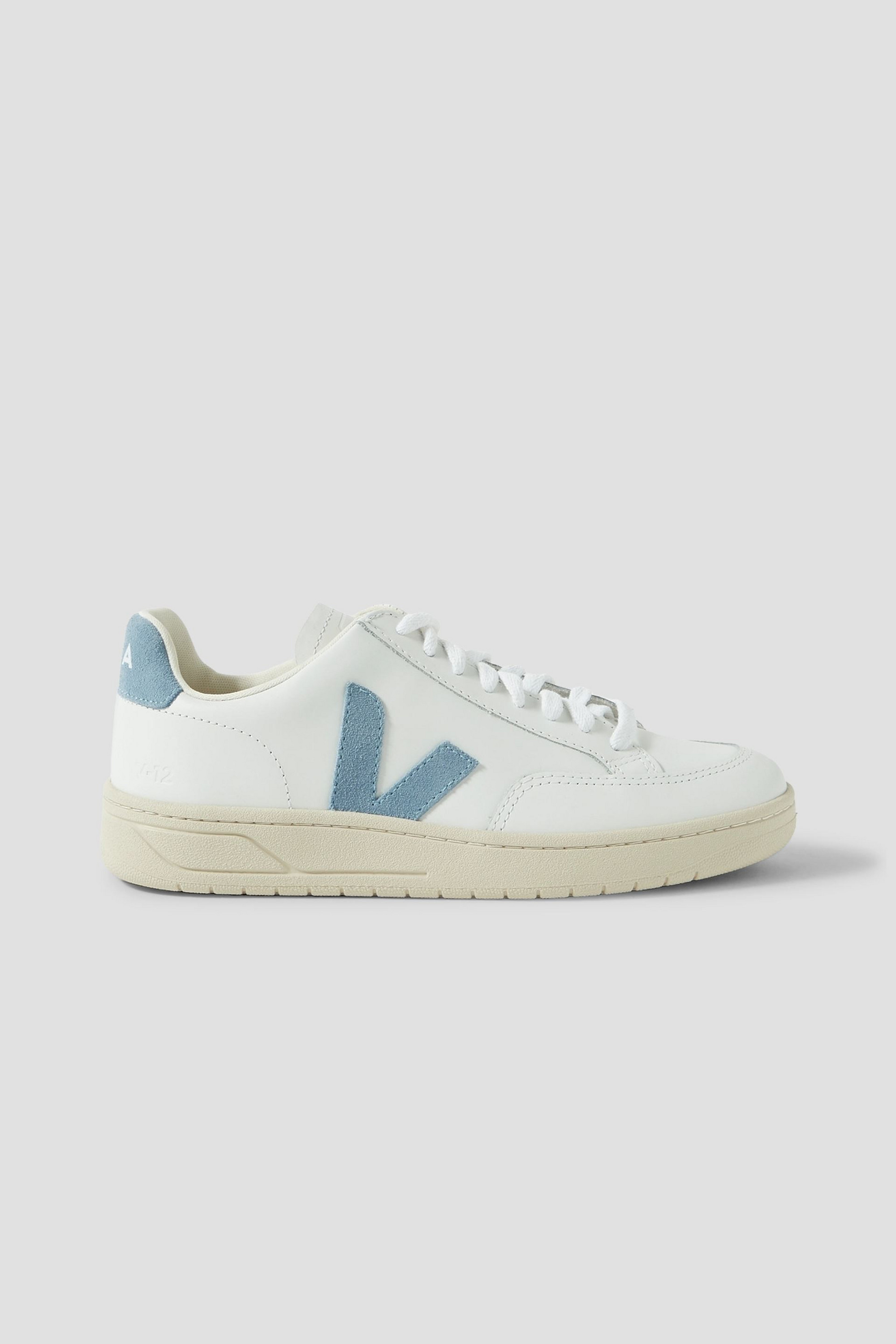 Veja V-12 suede-trimmed leather sneakers