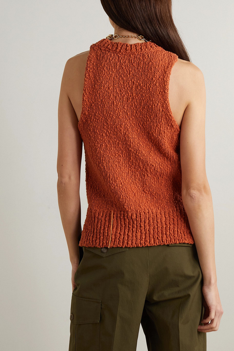 Fortela Luisa Embellished Cotton-blend Bouclé Tank In Brick