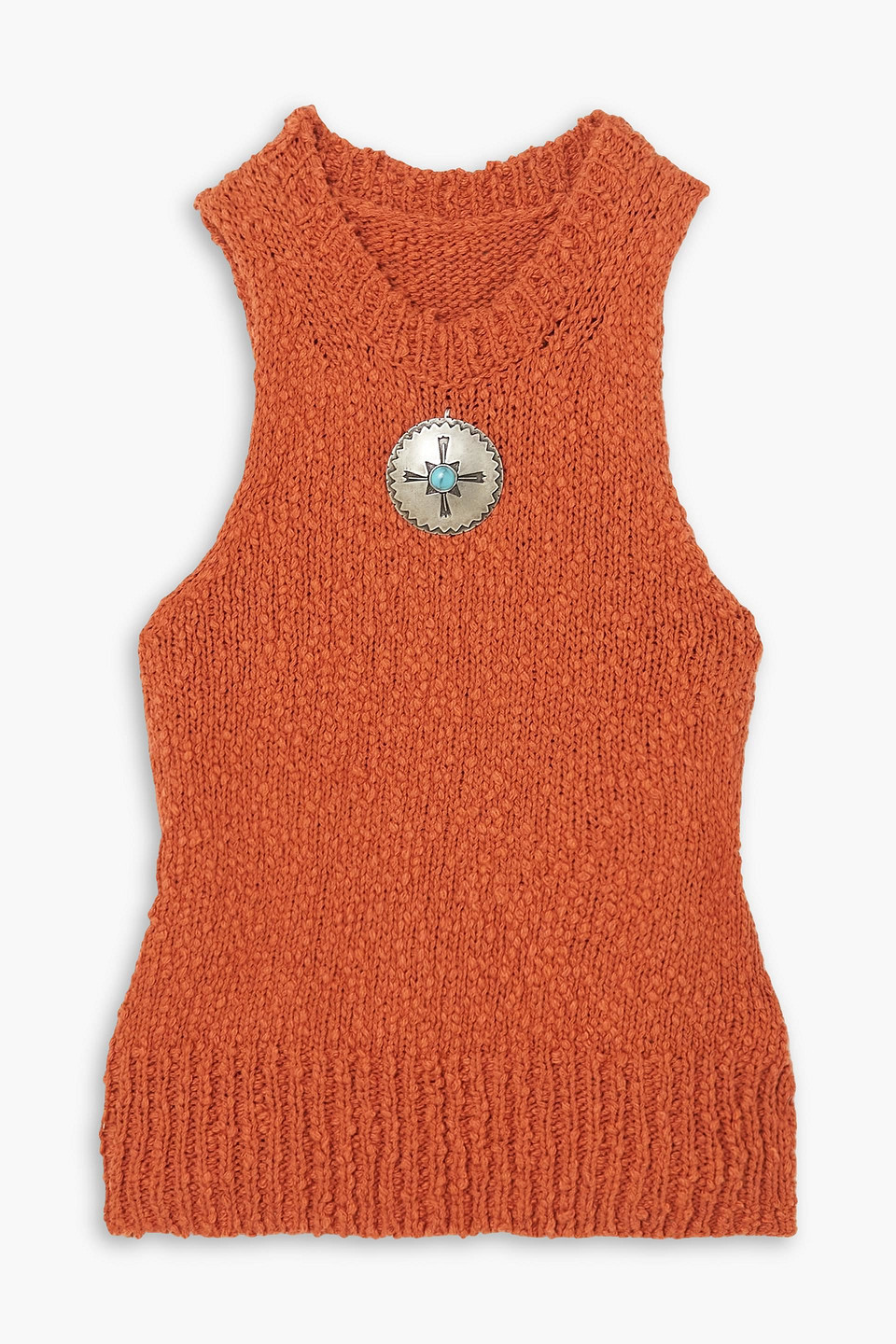 Fortela Luisa Embellished Cotton-blend Bouclé Tank In Brick