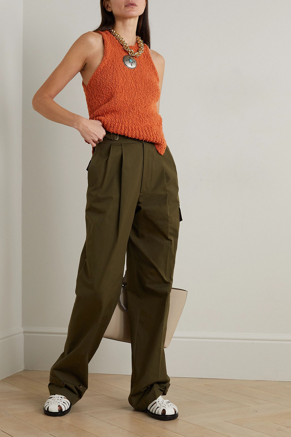 Fortela Luisa Embellished Cotton-blend Bouclé Tank In Brick