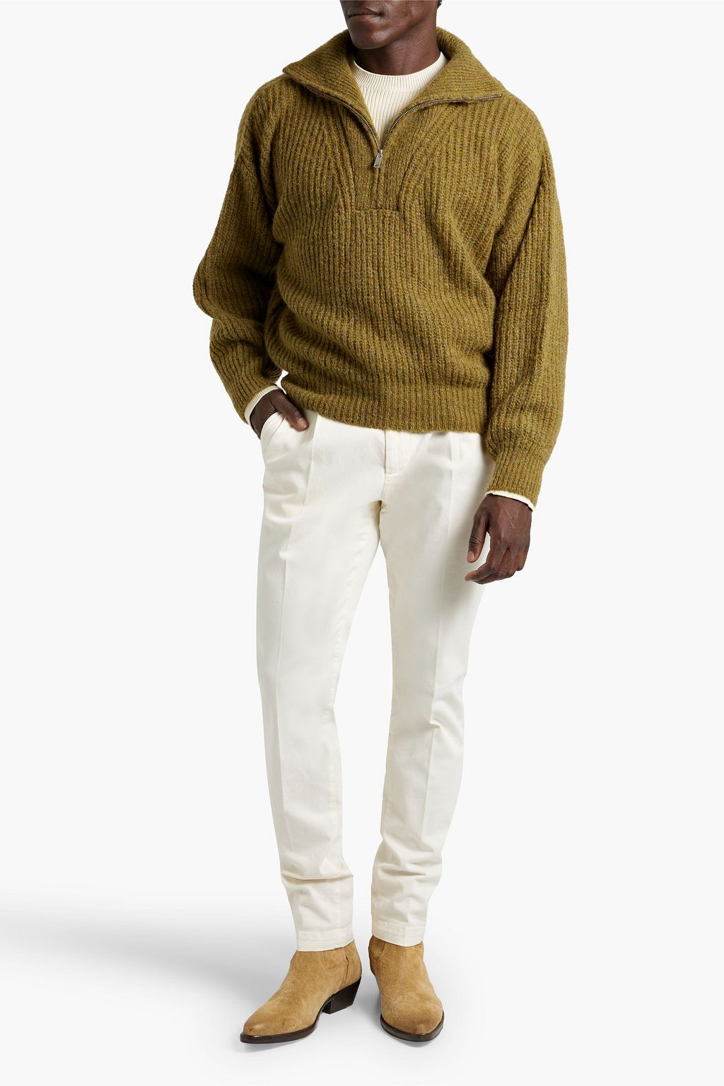 ISABEL MARANT Rribbed-knit half-zip sweater