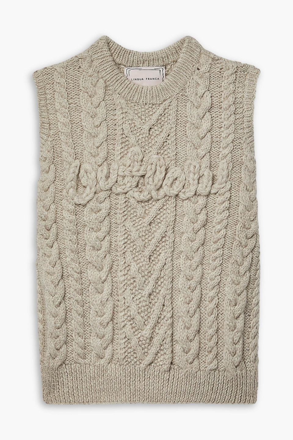 Lingua Franca Outlaw Cable-knit Wool Waistcoat In Neutral