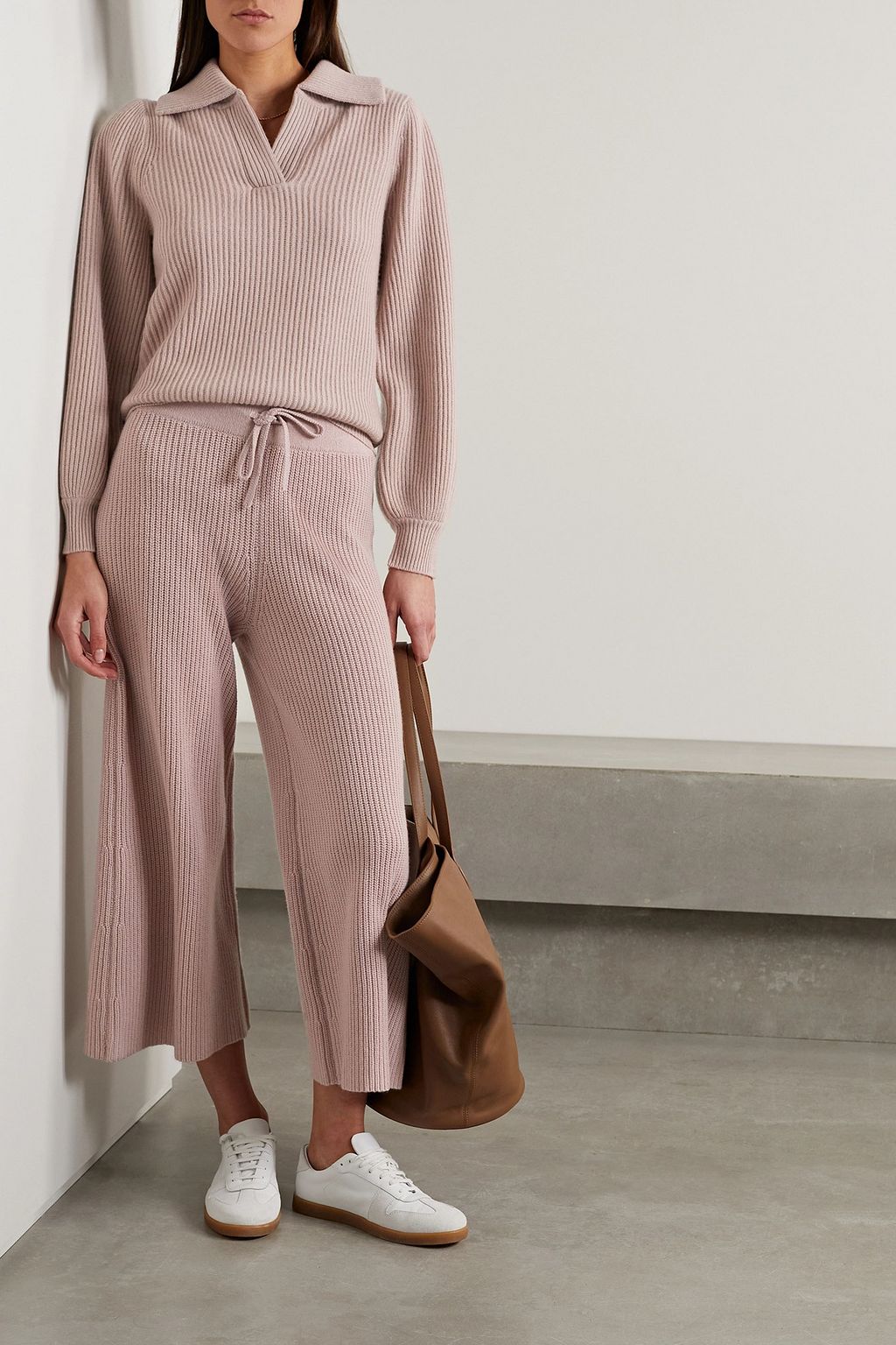 MADELEINE THOMPSON Elm ribbed wool and cashmere-blend wide-leg pants