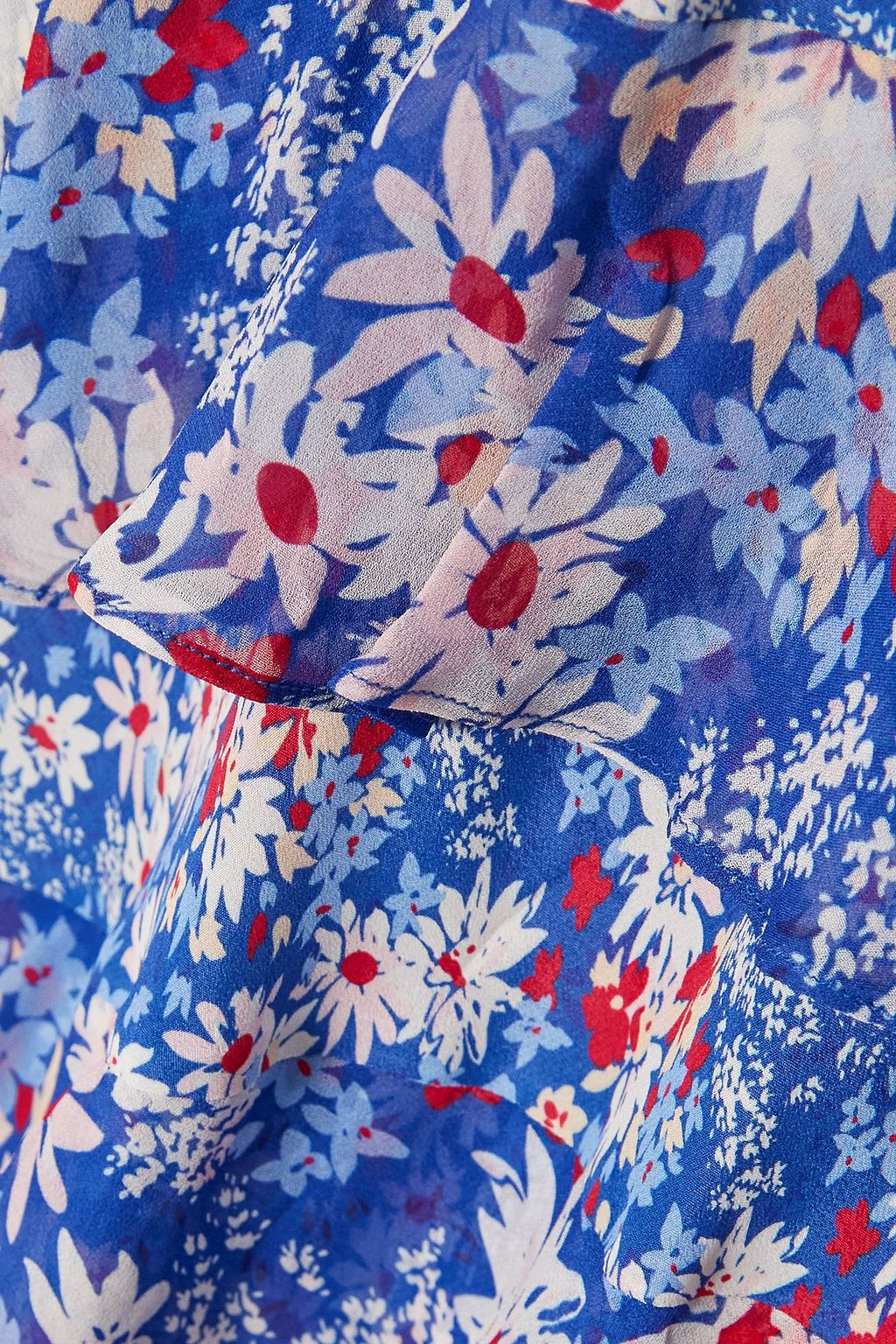 RIXO Preslee ruffled tiered floral-print georgette midi skirt