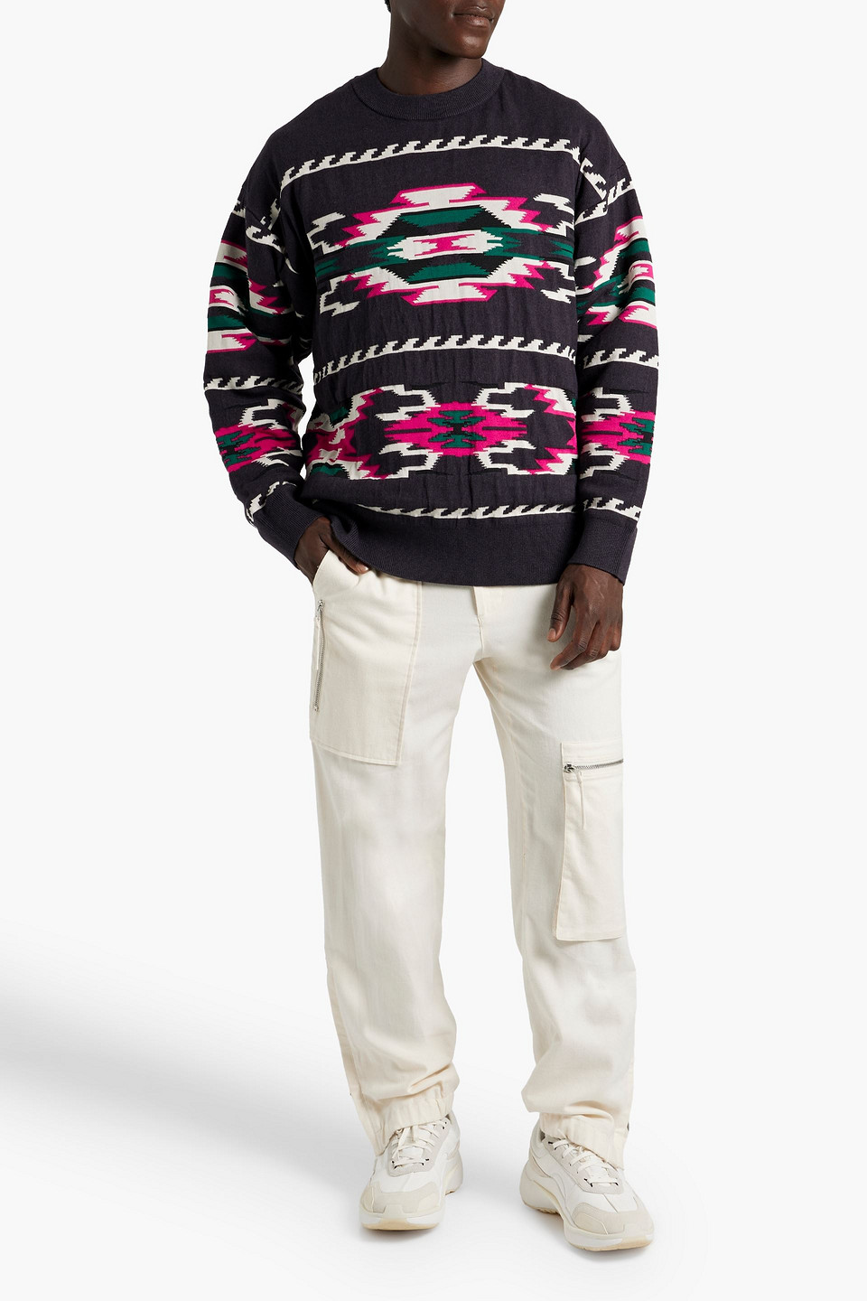 Isabel Marant Amilton Jacquard-knit Sweater In Navy