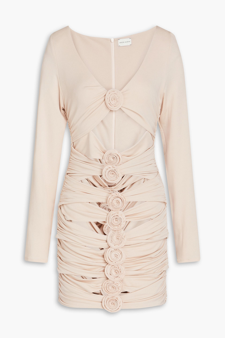 Magda Butrym - Cutout floral-appliquéd jersey mini dress - Neutral - FR 42