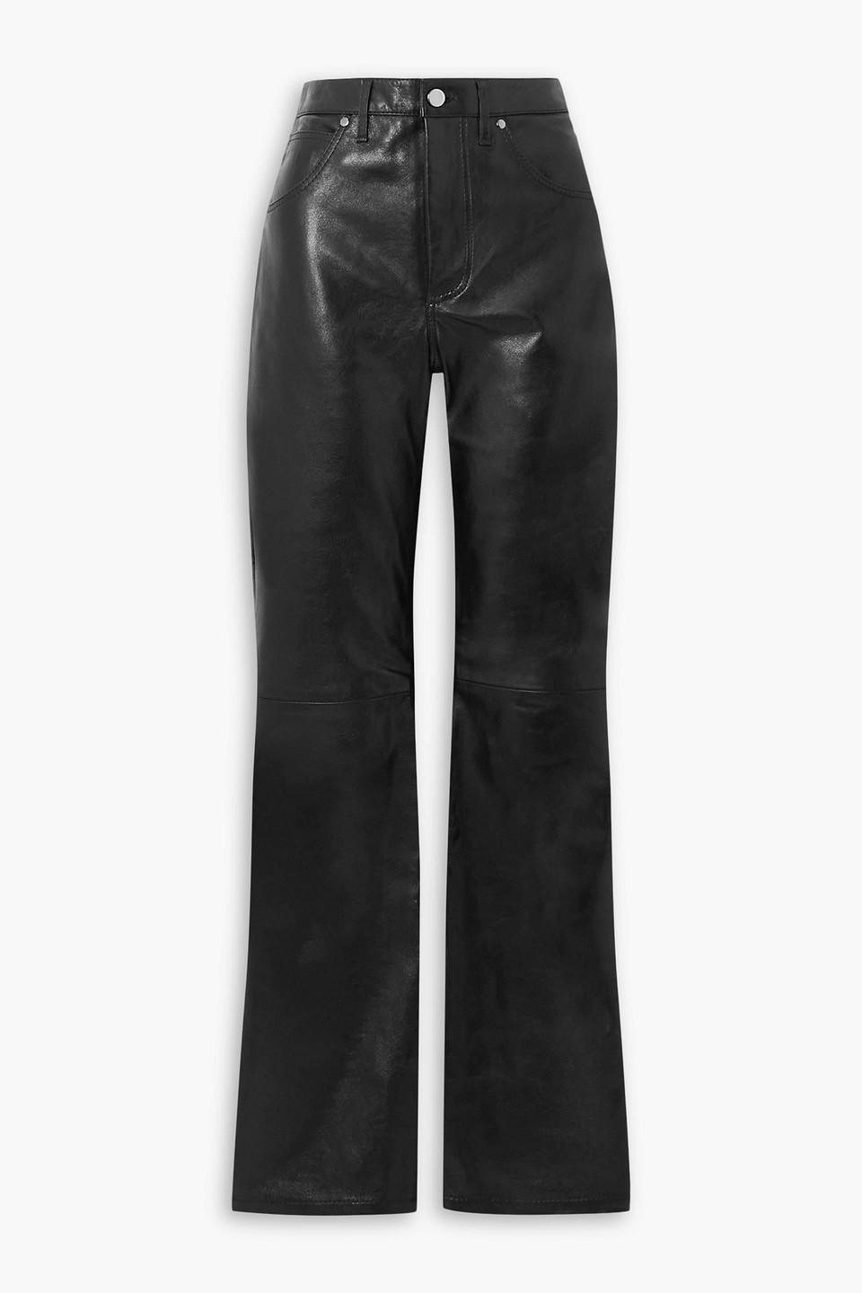Dodo Bar Or Lidra Leather Straight-leg Pants In Black