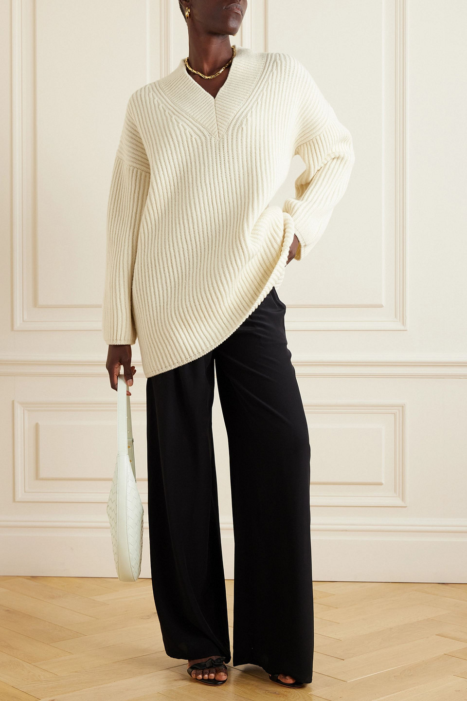 Joseph Ribbed Merino Wool Sweater In Ivory