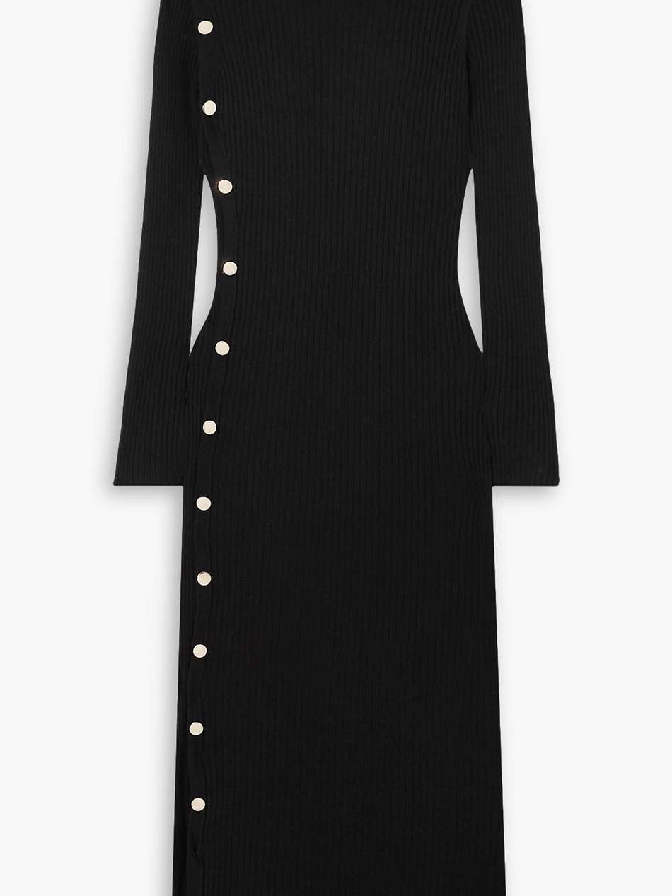 shuki button-embellished ribbed-knit midi dress