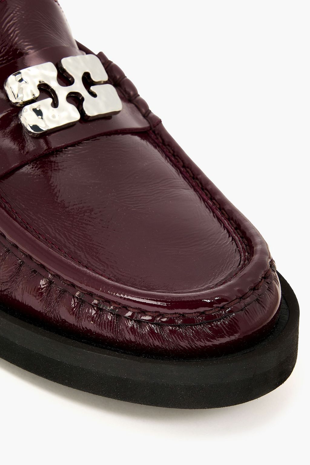 GANNI Embellished patent-leather loafers