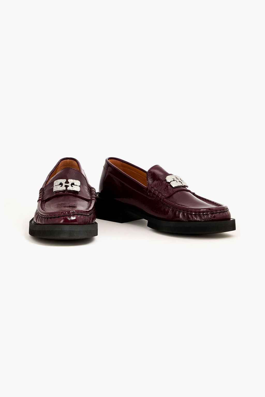 GANNI Embellished patent-leather loafers