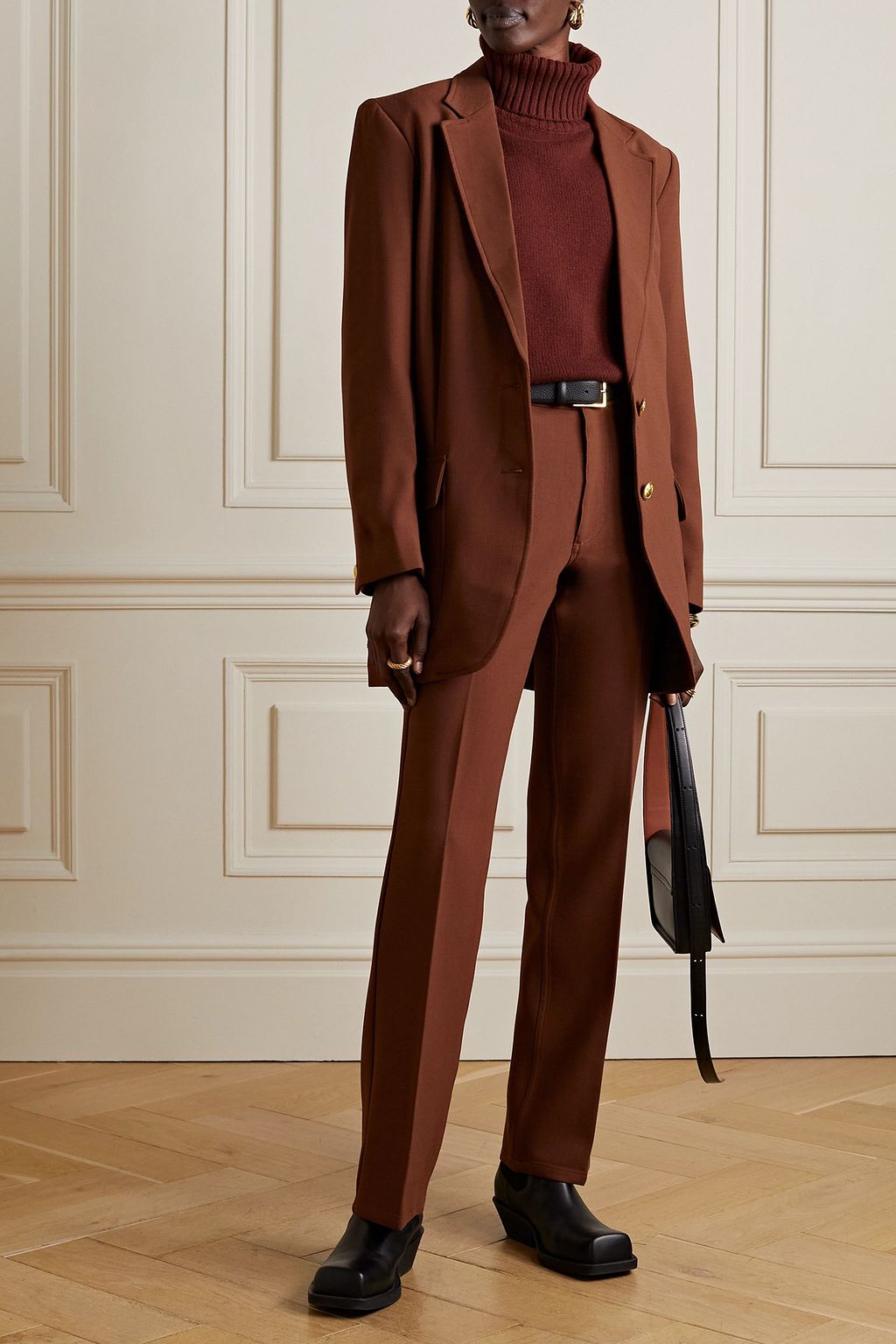 RAG & BONE بنطال Jacey بأرجل مستقيمة من الصوف المطاط