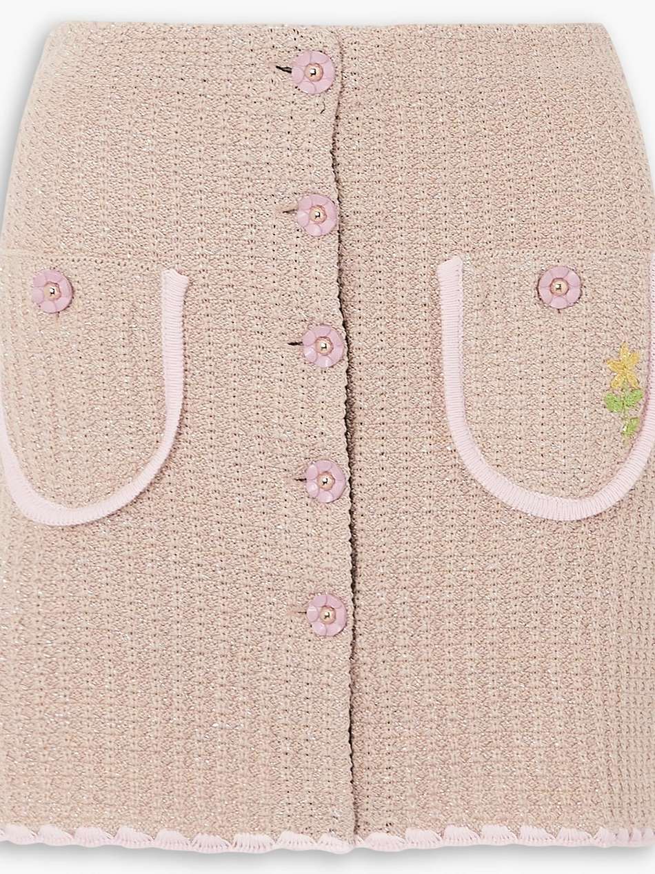 chiara embroidered crocheted metallic cotton-blend mini skirt