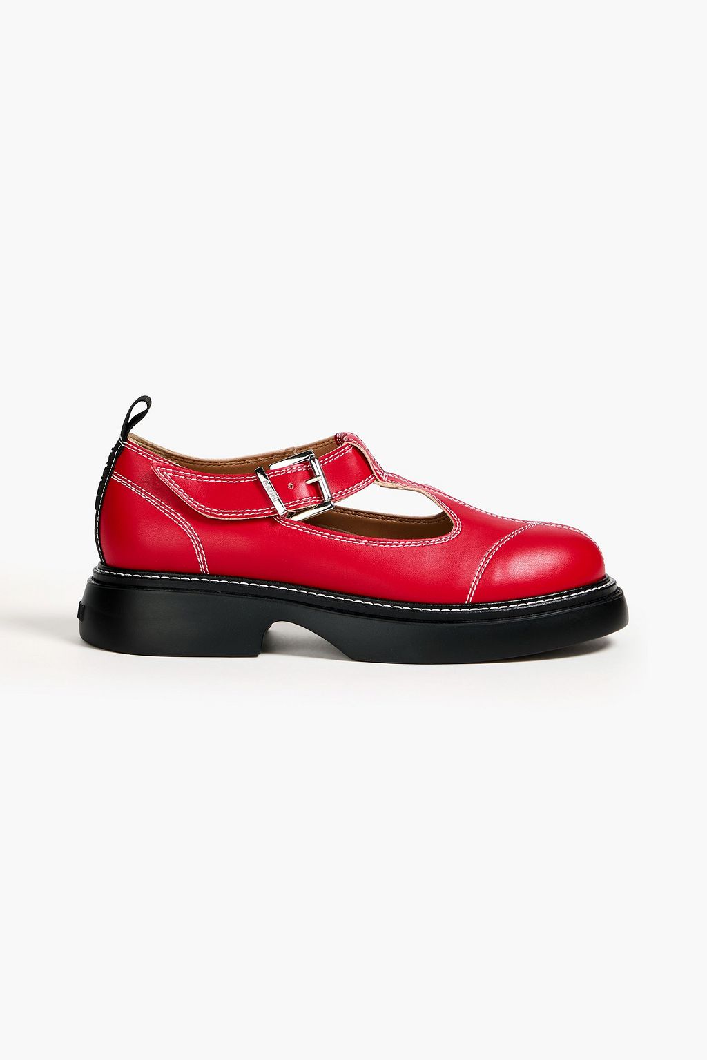 GANNI Everyday buckled faux leather Mary Jane loafers THE OUTNET