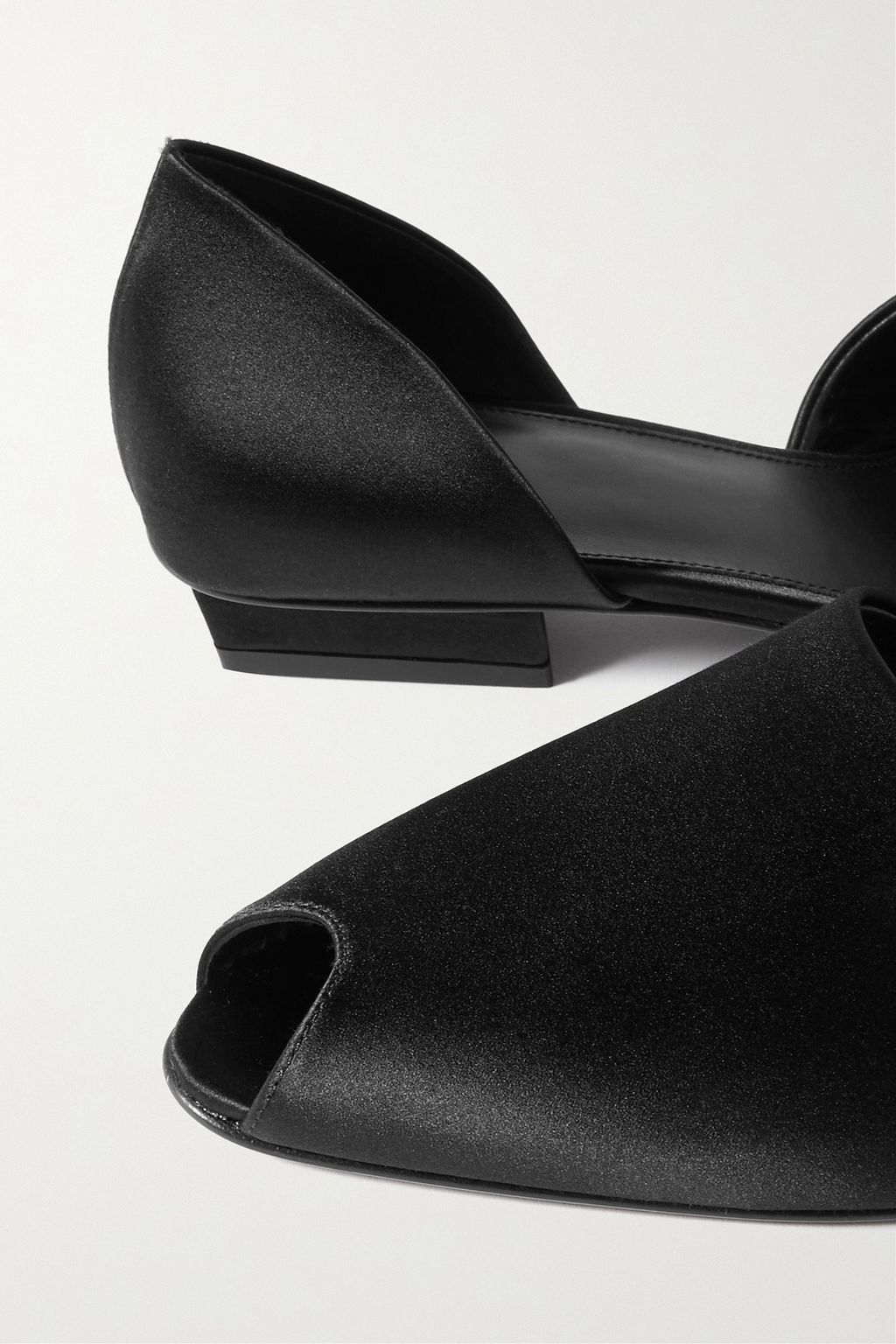 TOTEME The Peep-Toe satin point-toe flats