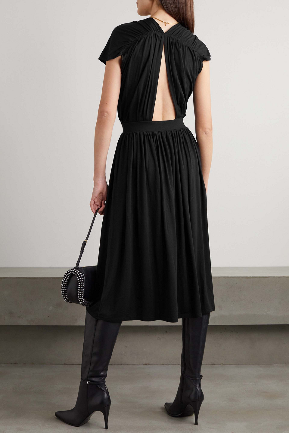 NINETY PERCENT BYTHOS GATHERED STRETCH-TENCEL LYOCELL MIDI DRESS