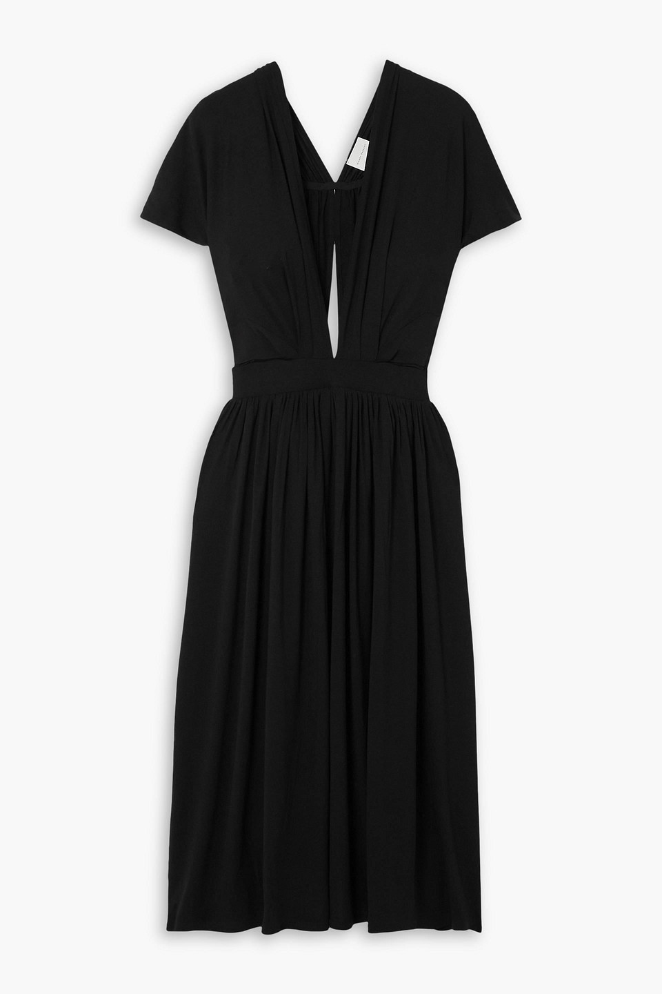 Ninety Percent Bythos Gathered Stretch-tencel Lyocell Midi Dress In Black