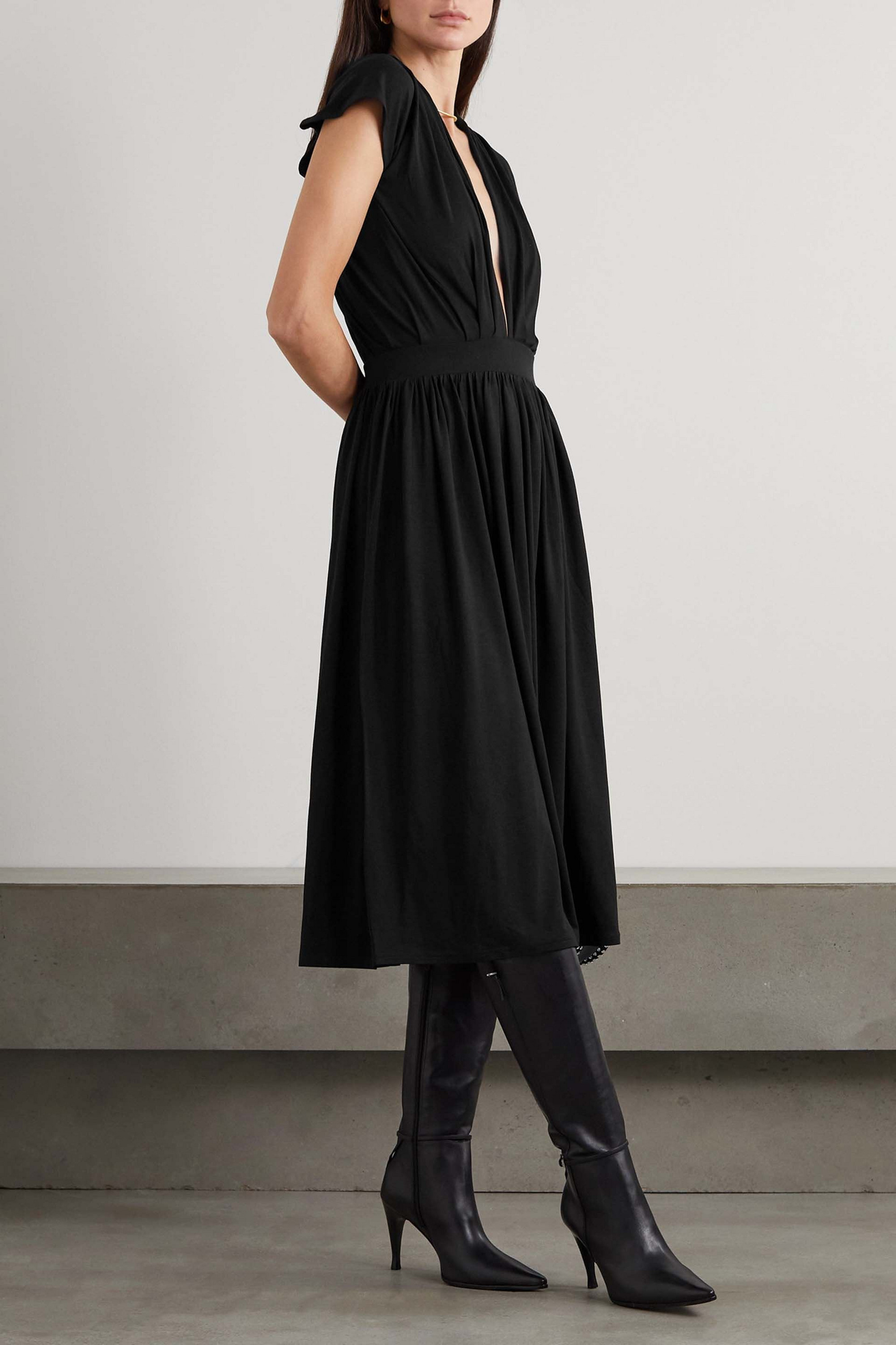 NINETY PERCENT Bythos gathered stretch-TENCEL Lyocell midi dress