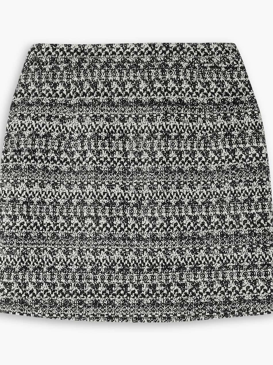 metallic bouclé-tweed mini skirt